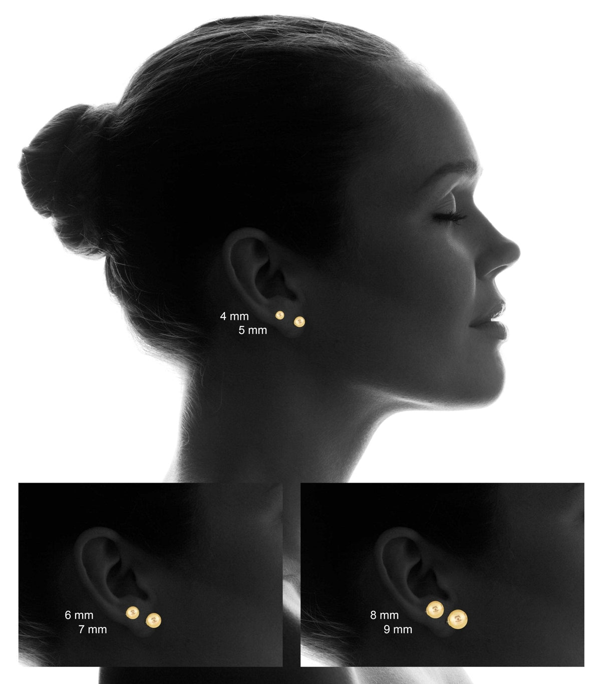 14K Yellow Gold 4mm Laser Cut Ball Stud Earrings Szul USA LLC