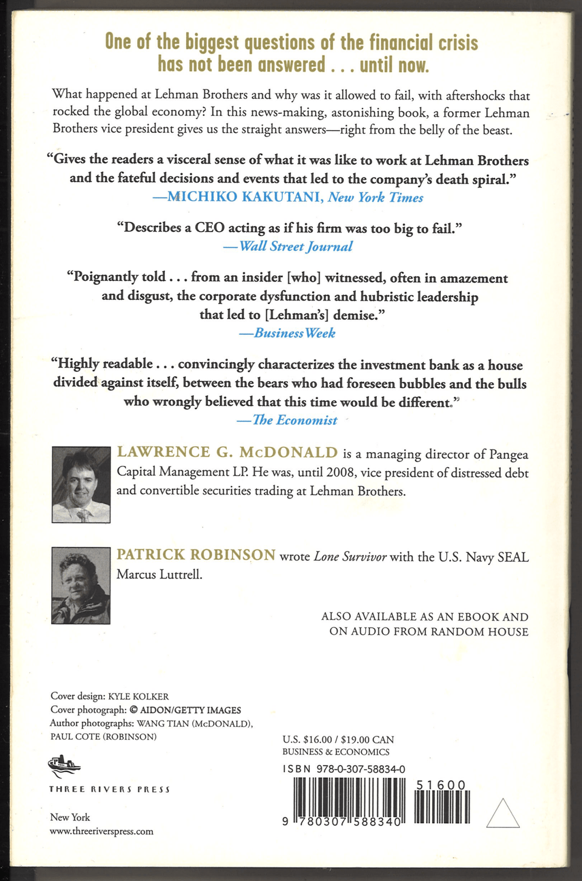 A Colossal Failure of Common Sense: The Inside Story of the Collapse of Lehman Brothers - The Bookstore