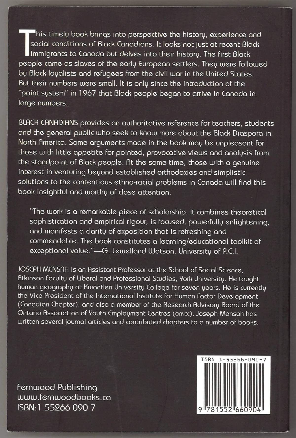 Black Canadians: History, Experience, Social Conditions - The Bookstore