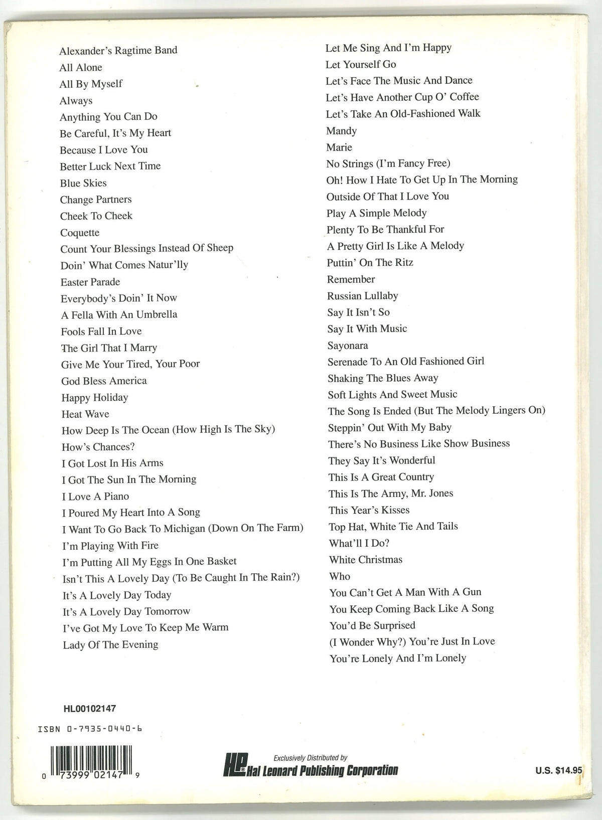 E-Z Play Today: The Irving Berlin Collection (#306) Irving Berlin