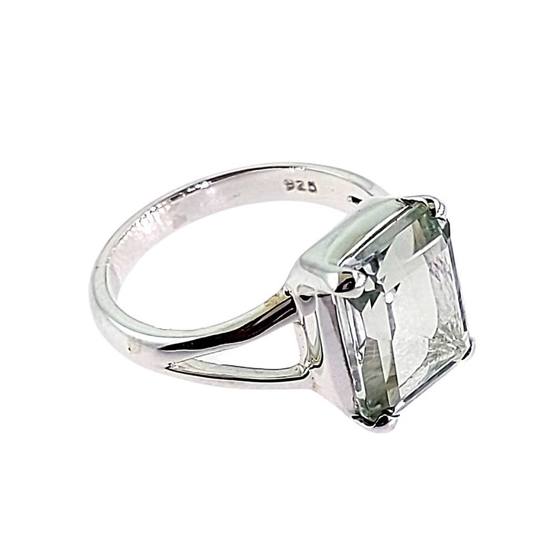 Gem Beauty Green Amethyst Silver Ring - Size 8 Crystal Earth Sterling