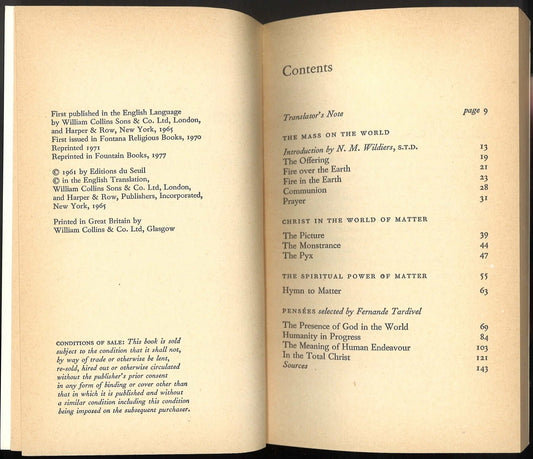 Hymn of the Universe Pierre Teihard de Chardin