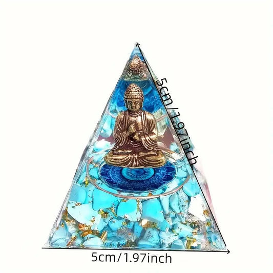 Orgonite Pyramid with Smiling Buddha: Supreme Wisdom and Serenity for Your Space Eternity crystal
