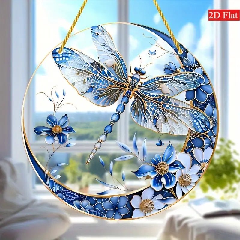 Small Blue and White Dragonfly Suncatcher zhahongml