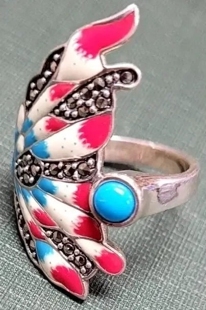 Turquoise Enamel Angel Fish Ring My Store