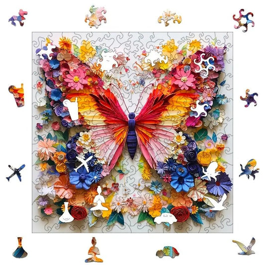 Wooden Puzzle: Colourful Butterfly Yichen Toy