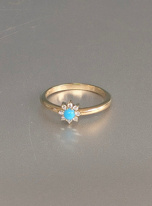 14K Gold Natural Turquoise &  Diamond Ring--Size 7 Stuller