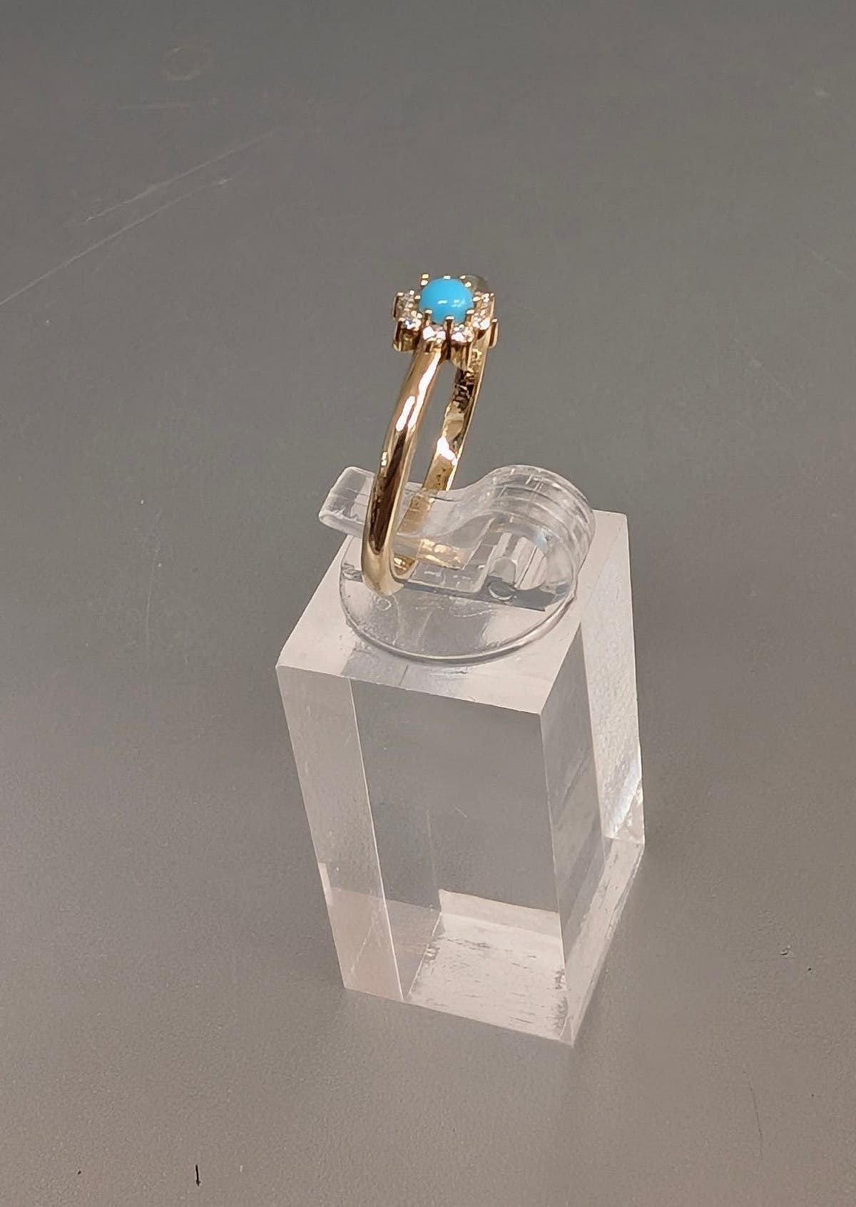 14K Gold Natural Turquoise &  Diamond Ring--Size 7 Stuller