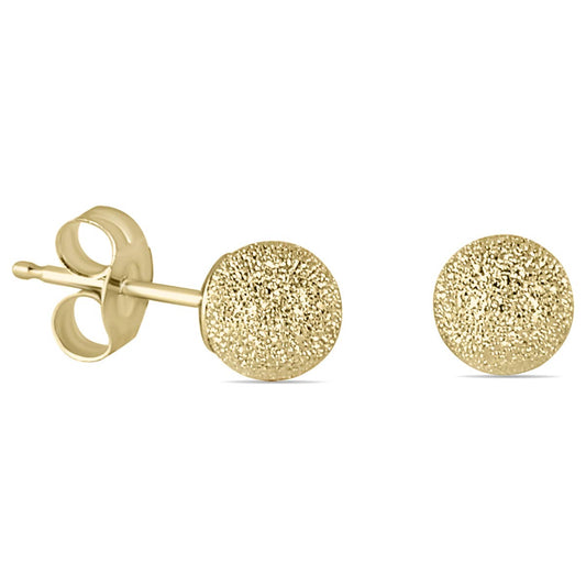 14K Yellow Gold 4mm Laser Cut Ball Stud Earrings Szul USA LLC