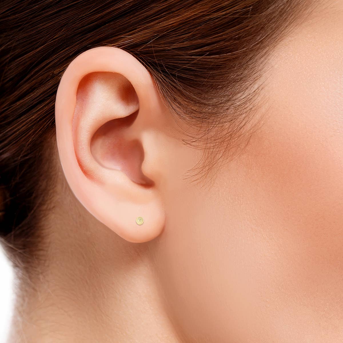 14K Yellow Gold 4mm Laser Cut Ball Stud Earrings Szul USA LLC