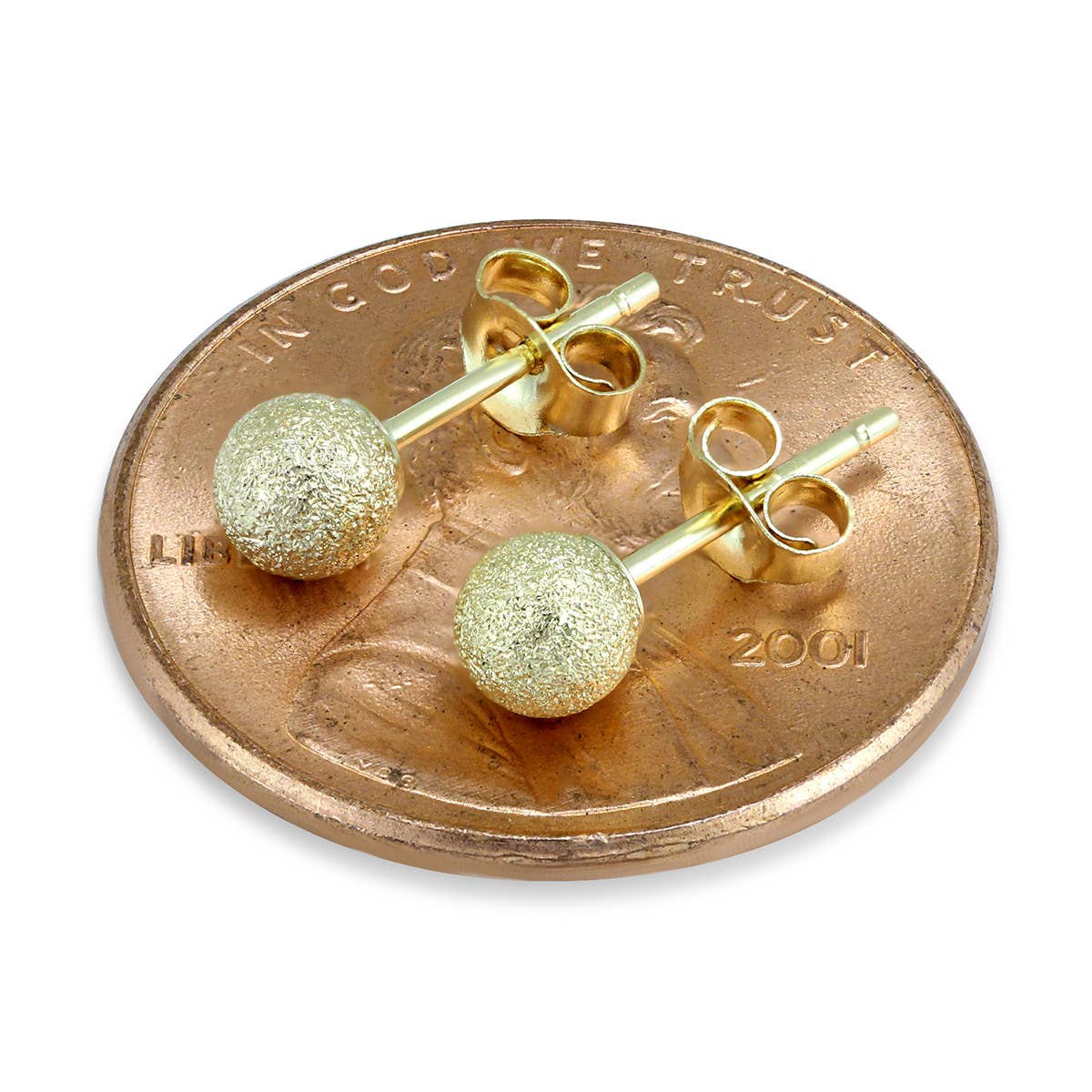 14K Yellow Gold 4mm Laser Cut Ball Stud Earrings Szul USA LLC