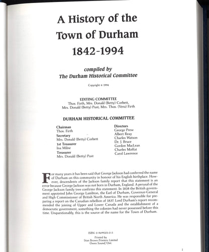 A History of The Town of Durham 1842 - 1994 - The Bookstore