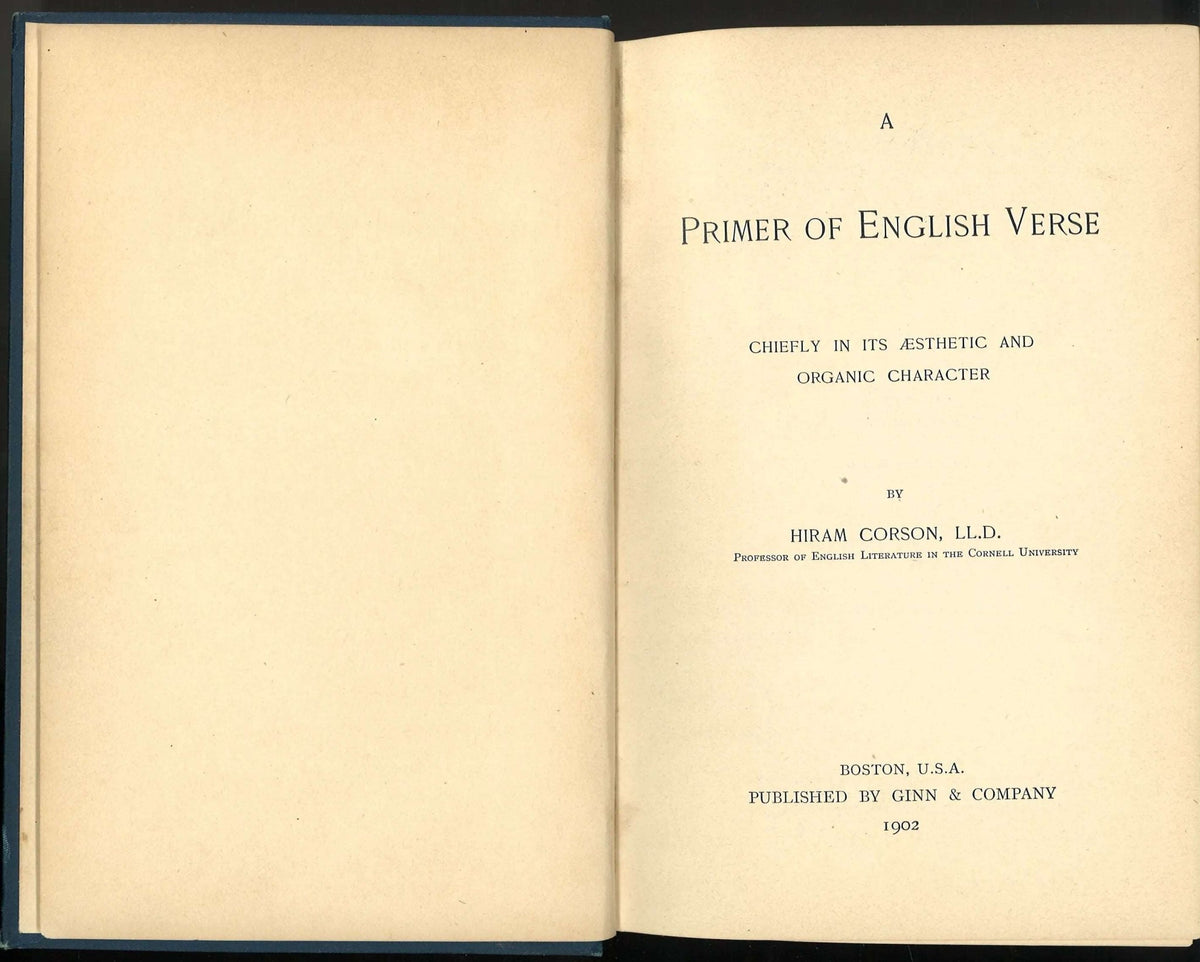 A Primer of English Verser by Hiram Corson Hiram Corson, LL. D
