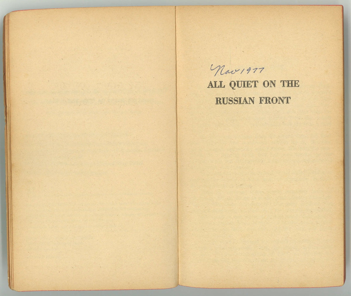 All Quiet On The Russian Front Kurt W. Stock