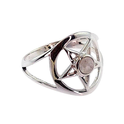 As Above So Below  Rainbow Moonstone Silver Ring - Size 7 Crystal Earth Sterling