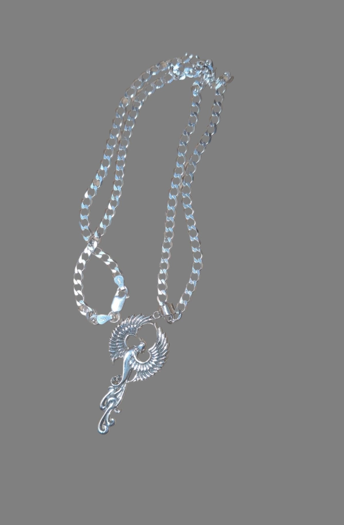 Cry of the Rising Phoenix Sterling Silver Necklace Silver Insanity