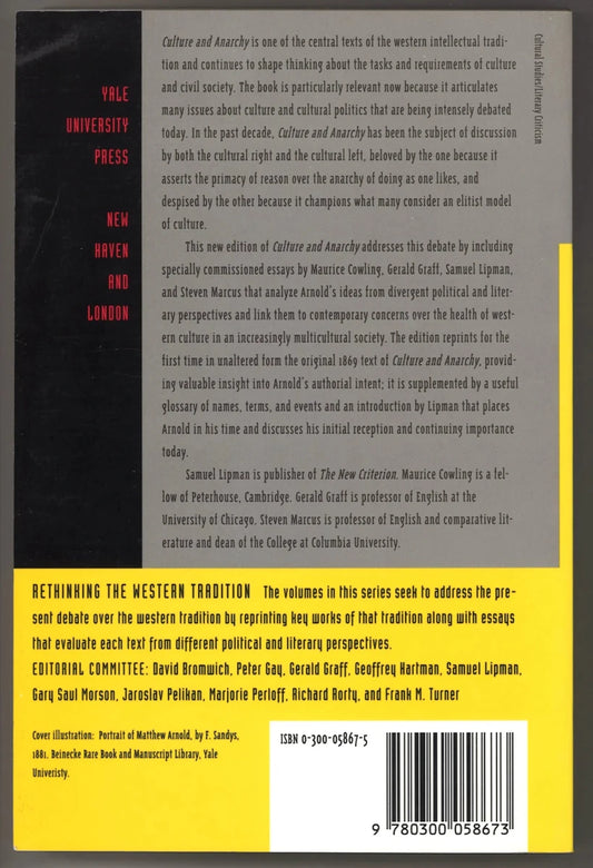 Culture and Anarchy (Rethinking the Western Tradition) - The Bookstore