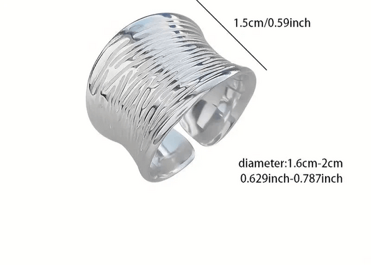Elegant Sterling Silver Wide Band - Adjustable Ring LXia Jewelry