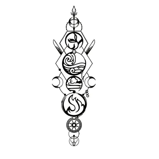 Four - Element Metal Wall Art - Fire, Water, Earth & Air Design with Geometric Ironwork - The Bookstore
