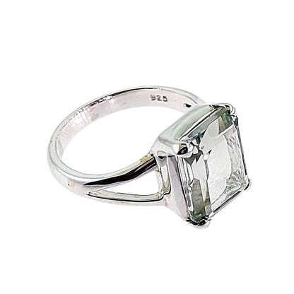 Gem Beauty Green Amethyst Silver Ring - Size 8 Crystal Earth Sterling