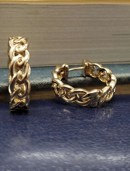Gold 14K Chain Hoop Earrings My Store