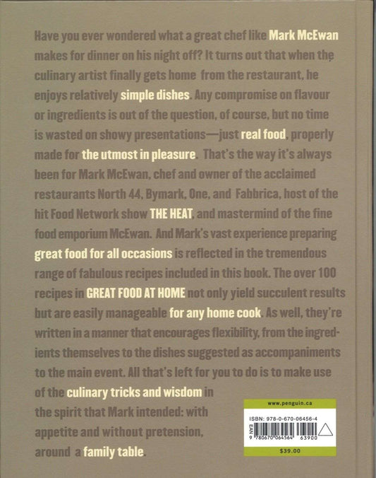 Great Food At Home SIGNED 1st Edition Chef Mark McEwan & Jacob Richler HC The Bookstore
