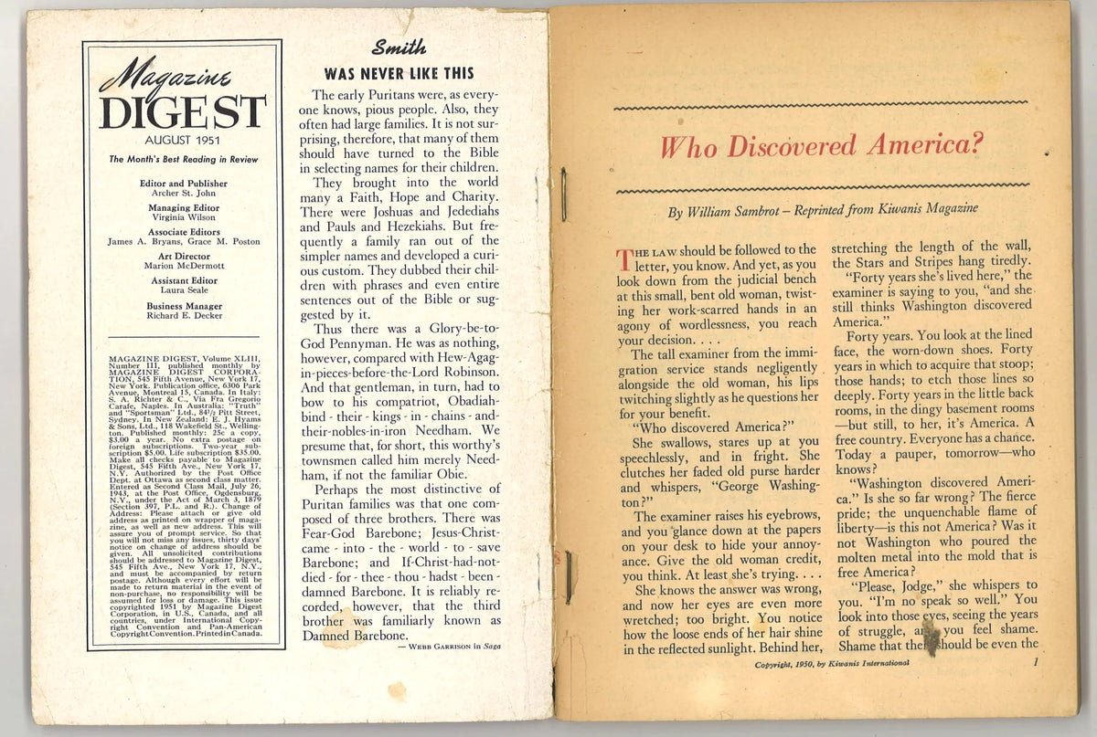 Magazine Digest, August 1951, Volume XXIII, No. 11 - The Bookstore