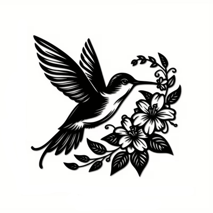 Metal Hummingbird and Floral Wall Art - The Bookstore