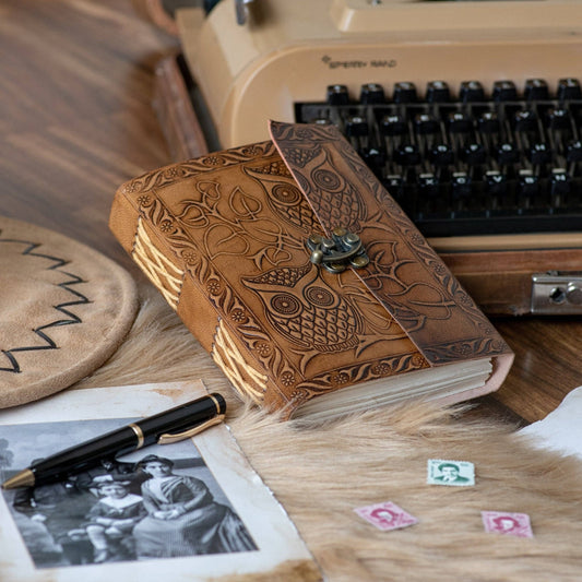 Owl Embossed Leather Journal R K Handicrafts and Exporters