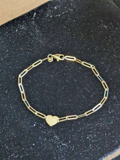 Paperclip Gold Bracelet with Heart My Store