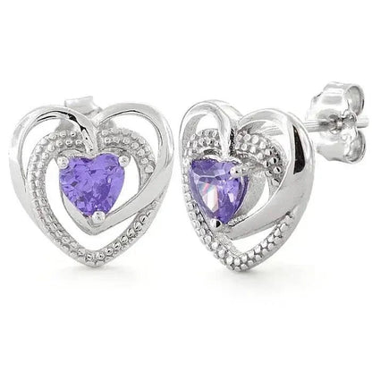 Precious CZ Heart Sterling Silver Earrings My Store