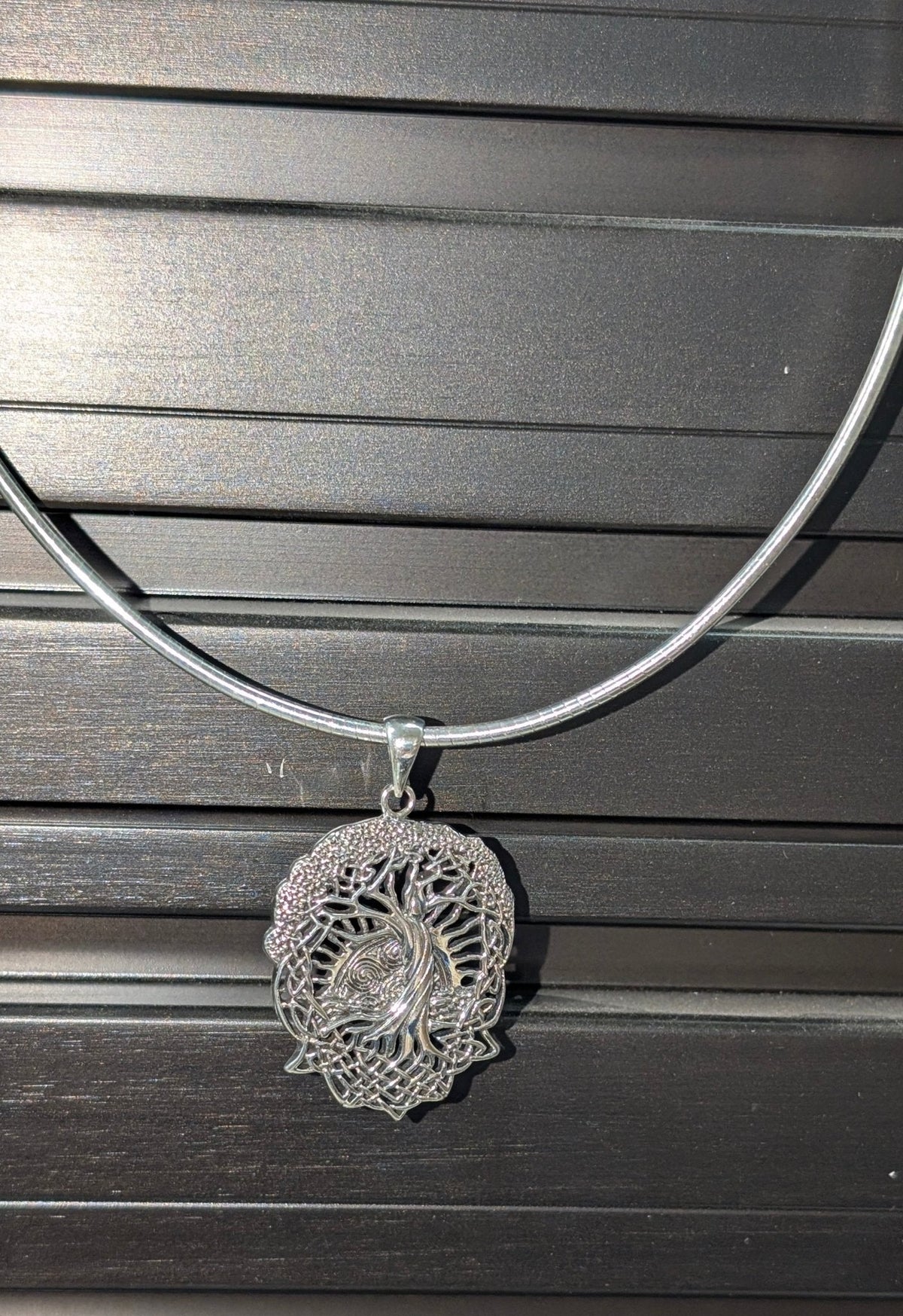Rising Sun Celtic Knot Tree of Life Sterling Silver Necklace - 18" Omega Chain Silver Insanity