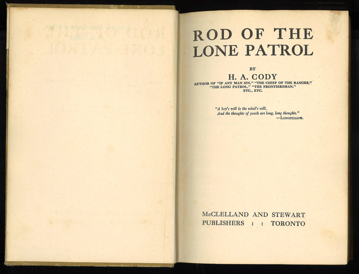 Rod of the Lone Patrol by H. A. Cody – 1916 Canadian Edition