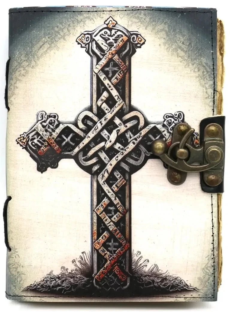 Sacred Cross Leather 5x7 Blank Journal Spell Book The Bookstore 1