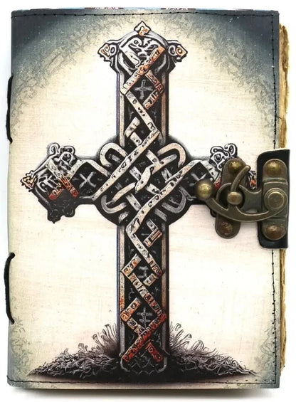 Sacred Cross Leather 5x7 Blank Journal Spell Book The Bookstore 1