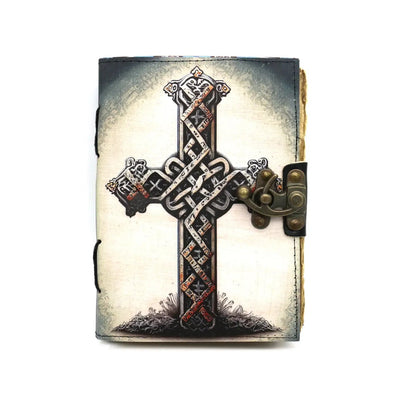 Sacred Cross Leather 5x7 Blank Journal Spell Book The Bookstore 1