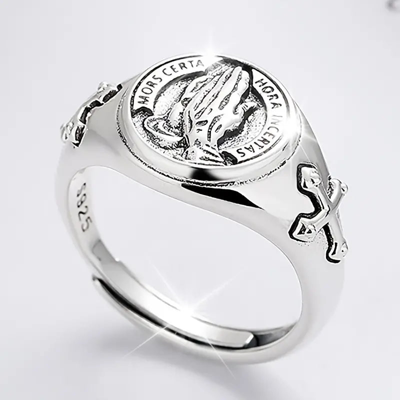 Silver Divine Praying Hands  Adjustable Ring XKV Designs