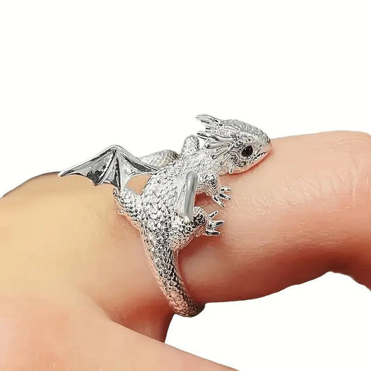 Silver Flying Dragon Ring - Adjustable Mimidi