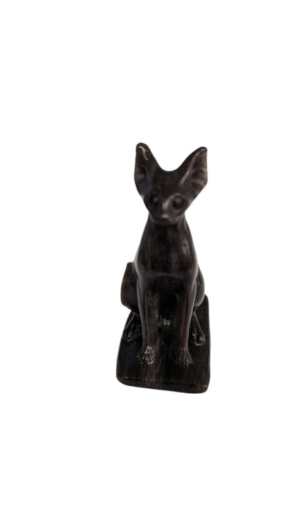 Silver Obsidian Egyptian Cat Figurine Crystal Wholesaler Hua