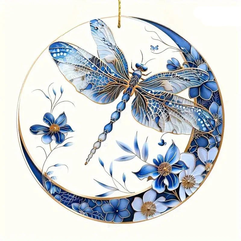 Small Blue and White Dragonfly Suncatcher zhahongml