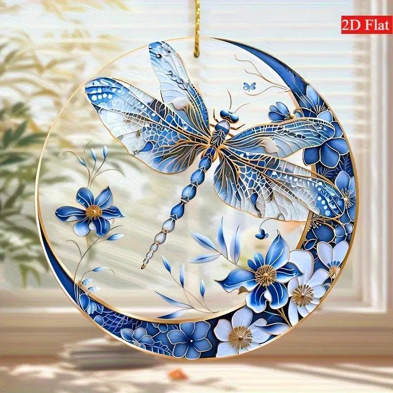 Small Blue and White Dragonfly Suncatcher zhahongml