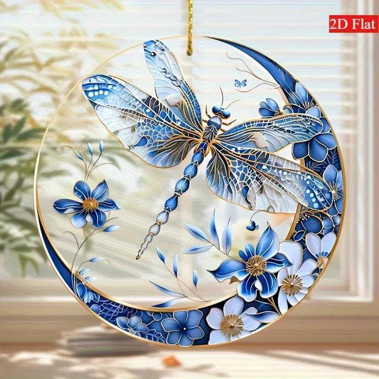 Small Blue and White Dragonfly Suncatcher zhahongml