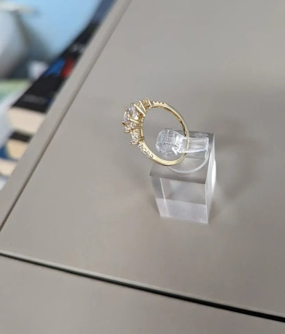 Solid 14K Yellow Gold Engagement Round Clear CZ  - Size 8 My Store