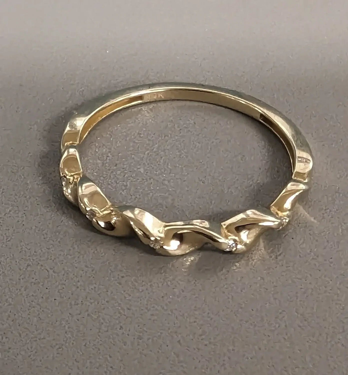 Solid 14K Yellow Gold Wave Twist Diamond Ring--Size 7 My Store