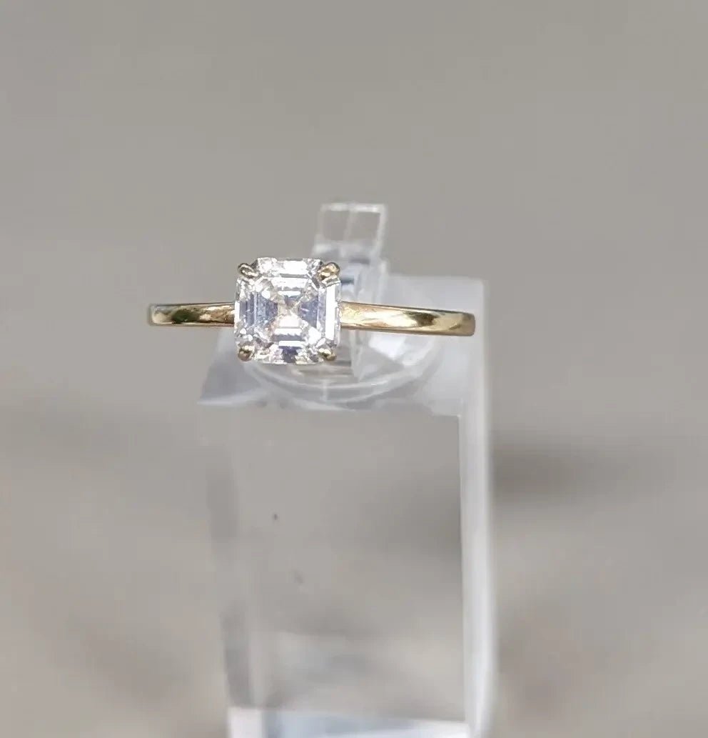 Solid Gold Asscher Ring - Size 9 My Store