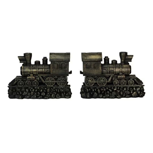 Steam Locomotive Bronze Bookends Set Geckos