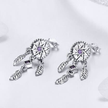 Sterling Silver Dreamcatcher Stud Earrings Silver Insanity
