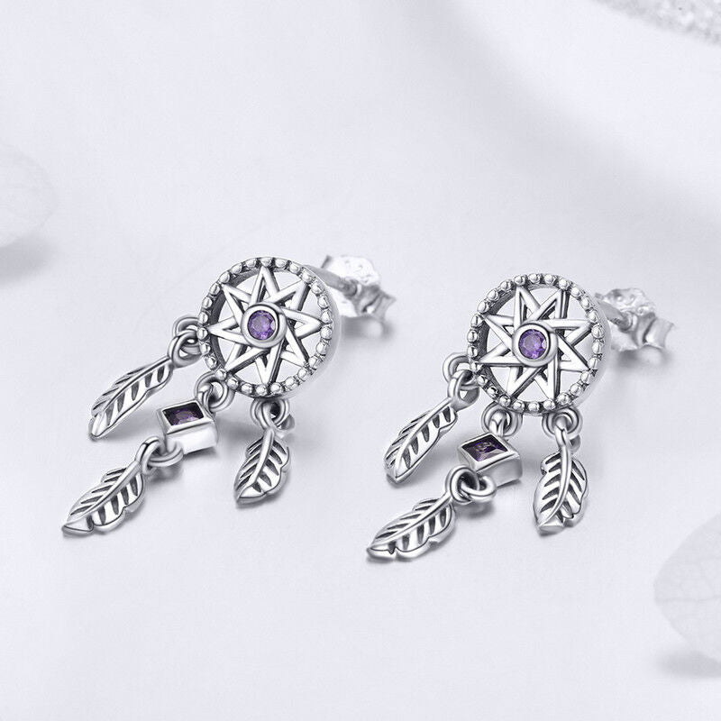 Sterling Silver Dreamcatcher Stud Earrings Silver Insanity