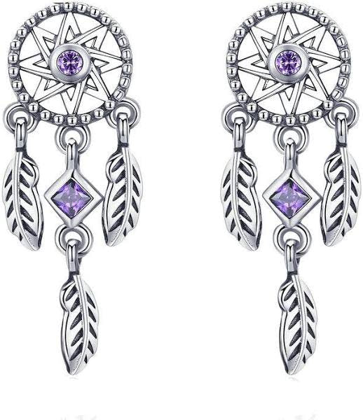 Sterling Silver Dreamcatcher Stud Earrings Silver Insanity