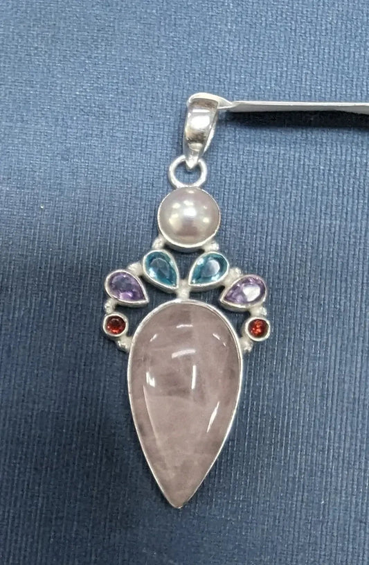 Rose Quartz Sterling Silver 16" Necklace Silver Insanity